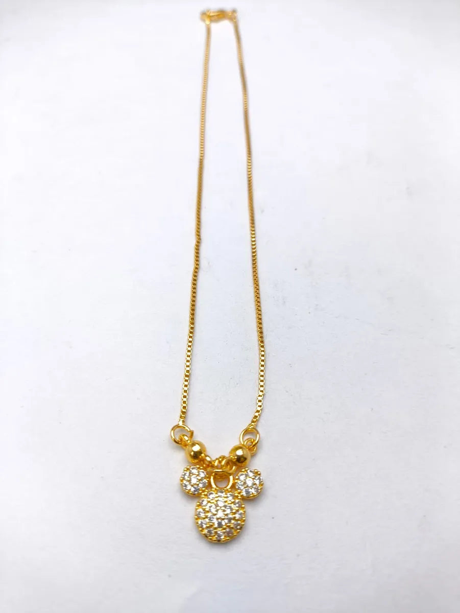 Collar De Niña Magic Mouse De Oro Laminado Con Circonios