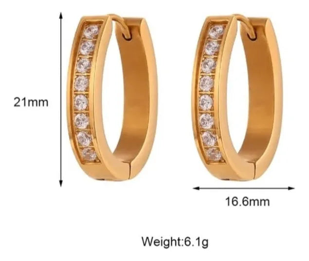 Aretes Mujer Oro Rosa Laminado Con Brillantes