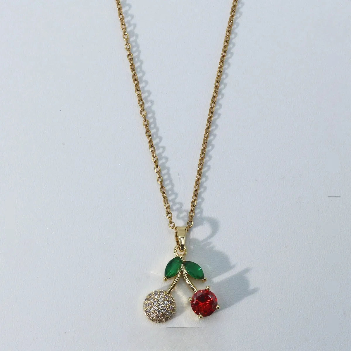 Collar Para Mujer Niña Dije Cerezas Circonios Oro Laminado