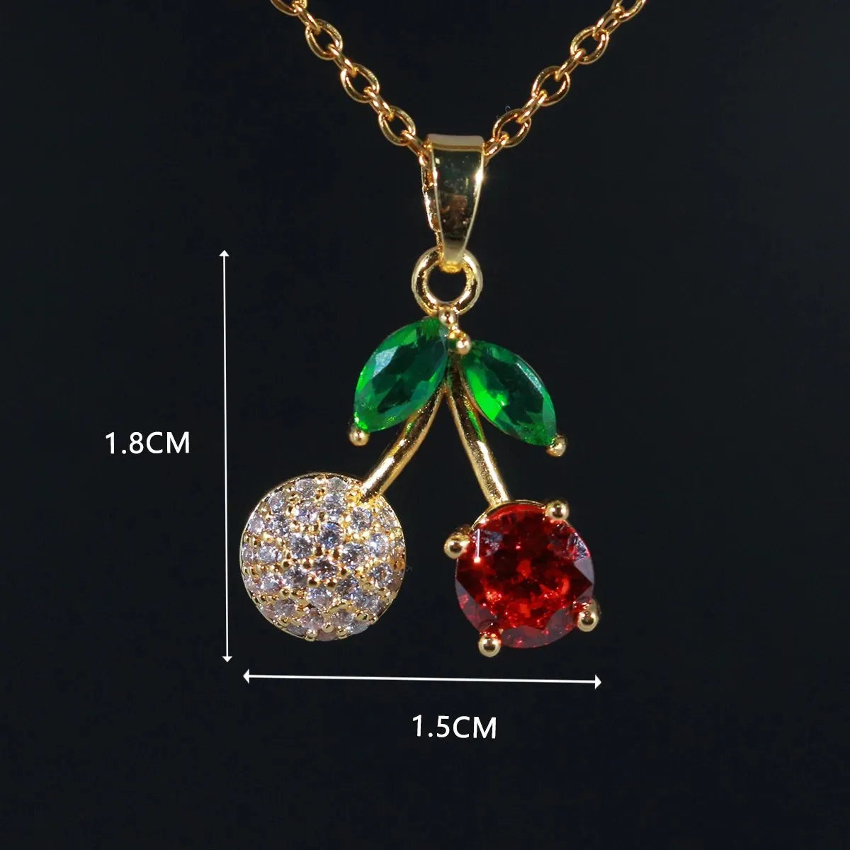 Collar Para Mujer Niña Dije Cerezas Circonios Oro Laminado