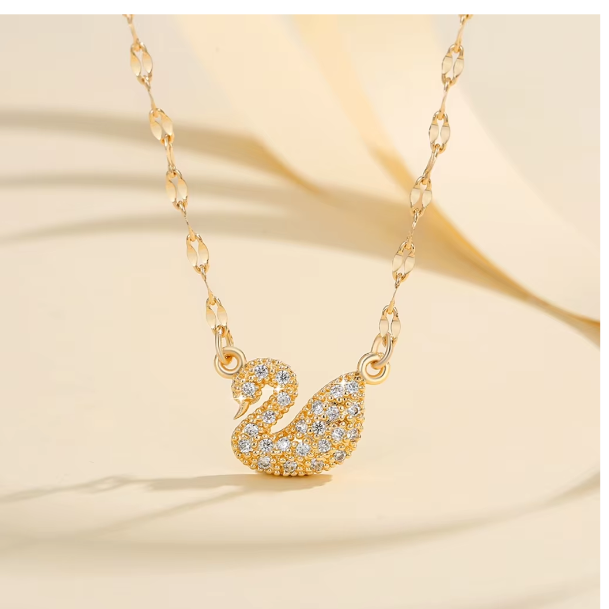 Collar Mujer Niña Dije Cisne Oro Rosa Circonios