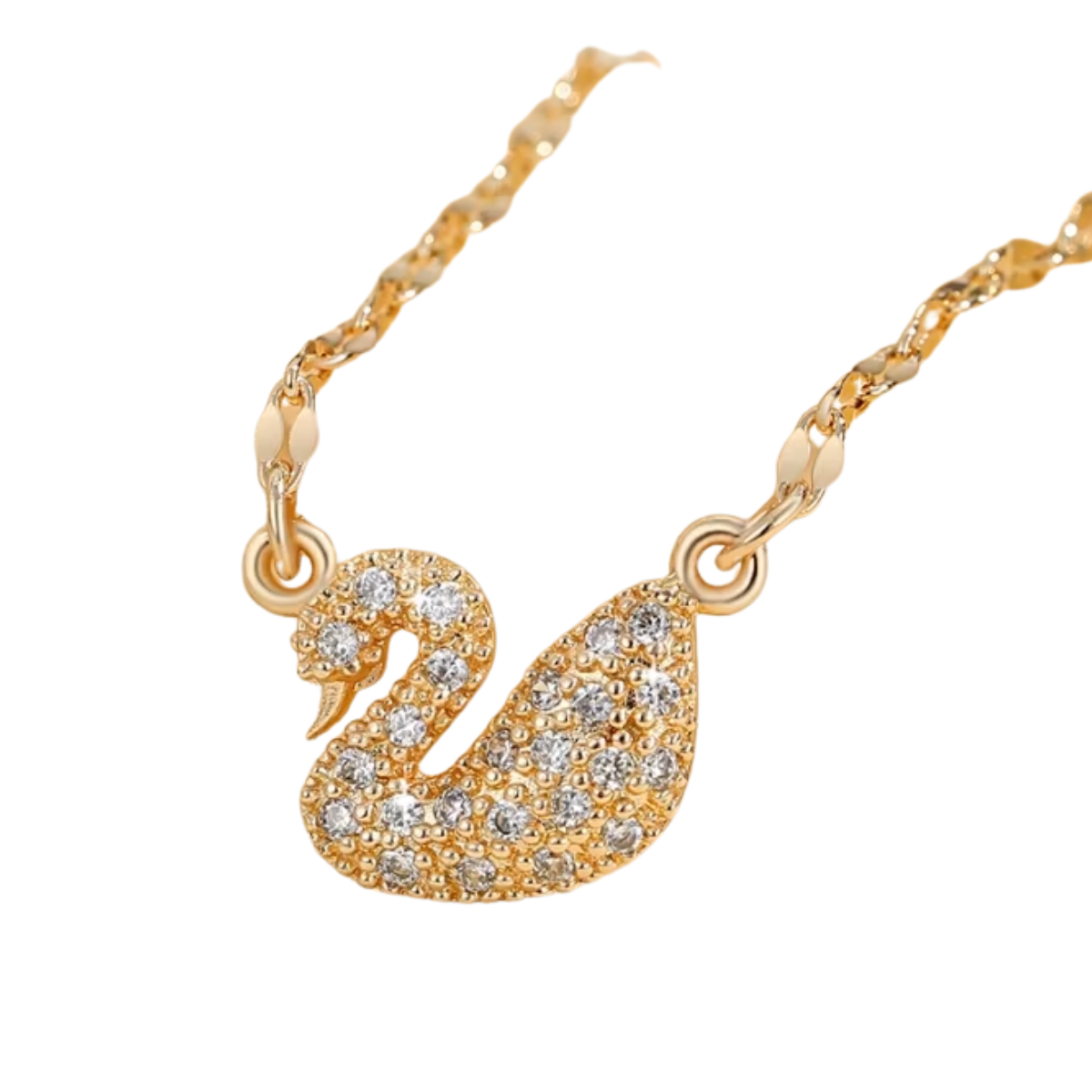 Collar Mujer Niña Dije Cisne Oro Rosa Circonios