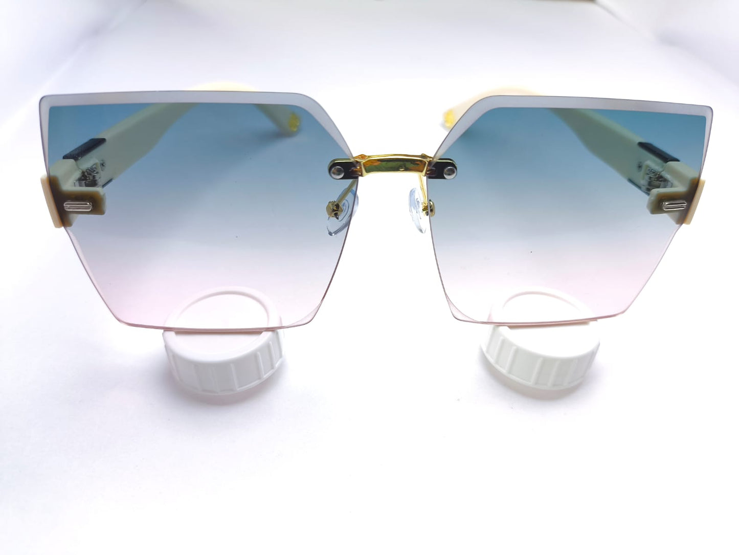 Gafas de Sol Mujer Retro Lujo 2025 UV400 Sin Marco Beige Degradadas