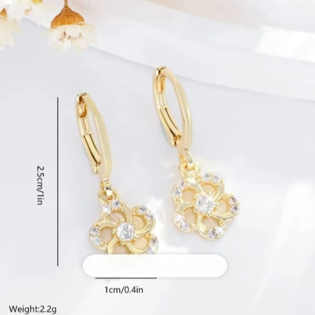 Arete Candonga Mujer Molino De Viento Oro Laminado Circonios