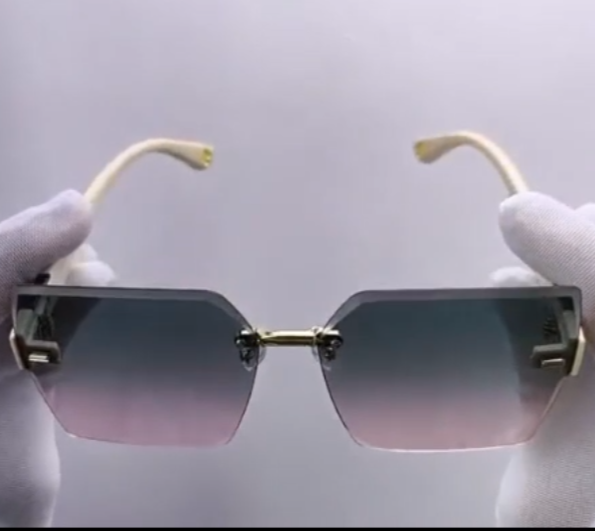 Gafas de Sol Mujer Retro Lujo 2025 UV400 Sin Marco Beige Degradadas