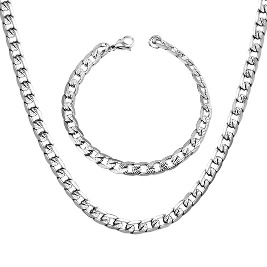 Set Juego Collar + Pulsera de Acero Inoxidable