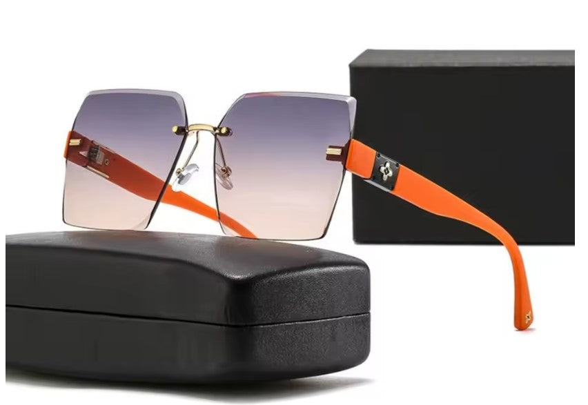Gafas de Sol Mujer Retro Lujo 2025 UV400 ✨ Degradadas Sin Marco Naranja