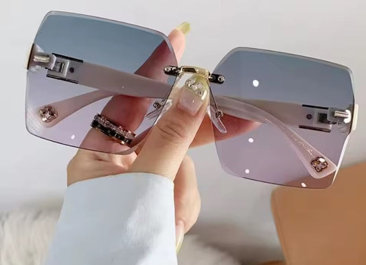 Gafas de Sol Mujer Retro Lujo 2025 UV400 Sin Marco Beige Degradadas